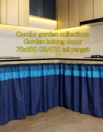 Gorden Penutup Kolong Meja Dapur Blue Sakura 100x70cm