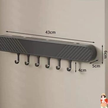 Rak Pisau Dapur Tanpa Bor Tempat Pisau Dinding Kuat Serbaguna 6 Kait CK705 Abu" - Gambar 3