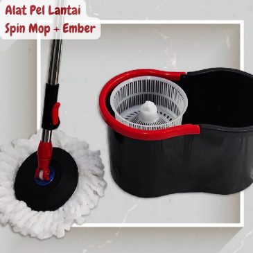 Alat Pel Lantai Spin Mop Putar Otomatis Plastik + Ember
