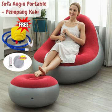 Sofa Angin Portable Jumbo New Red dengan Penopang Kaki + Pompa