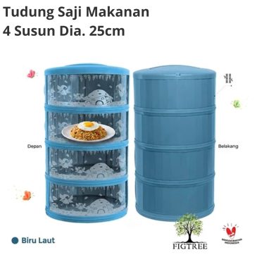 Tudung Saji Tempat Menyimpan Makanan 4 Susun Dia. 25cm Biru Laut