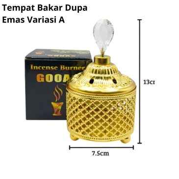 Tempat Bakar Bukhur / Dupa Mabkharah Bahan Logam Emas Variasi