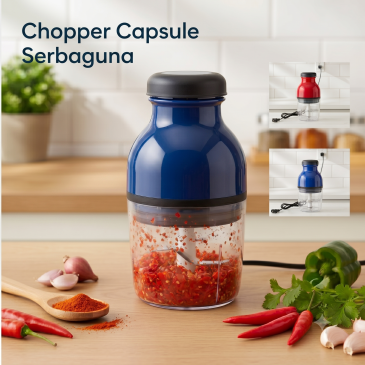 Chopper Elektrik Blender Bumbu Daging Capsule Serbaguna Biru