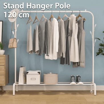 Stand Hanger Rak Pakaian Goal Single Pole Serbaguna Ukuran 120 cm Putih