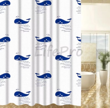 Tirai Kamar Mandi Material Peva 180x180cm Dengan Variasi Paus