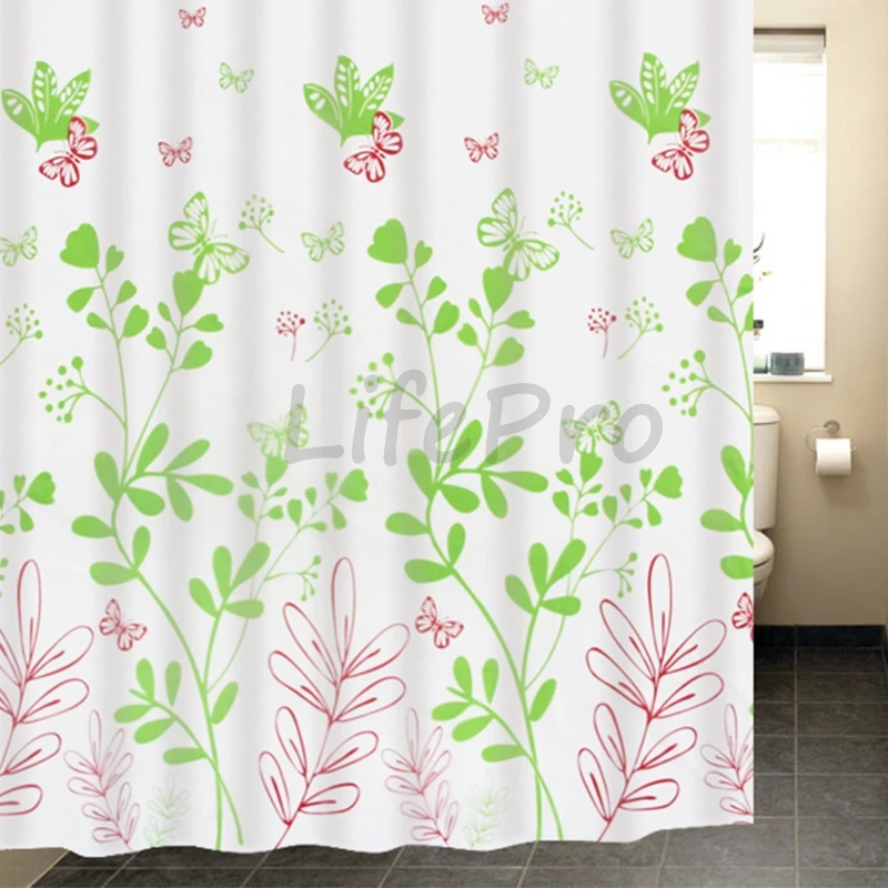 Tirai Kamar Mandi Material Peva 180x180cm Dengan Variasi Bunga