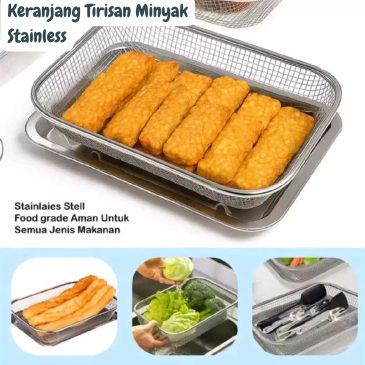 Keranjang Tirisan Minyak Stainless Berkualitas Tinggi Saringan Sayur Tahan Karat