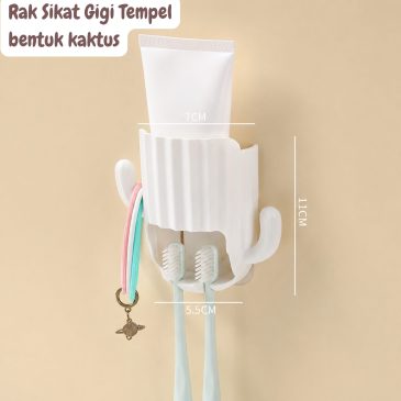 Rak Sikat Gigi Tempel Bentuk Kaktus