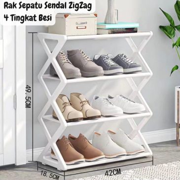 Rak Sepatu Dan Sandal Zig Zag Bass Plastik 4 Tingkat 42x19x50 cm