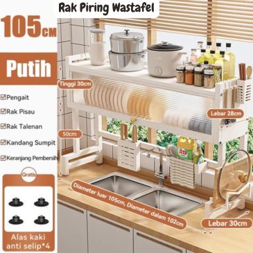 Rak Piring Wastafel Kabinet Premium dengan penutup Debu 105 cm + Aksesories Lengkap