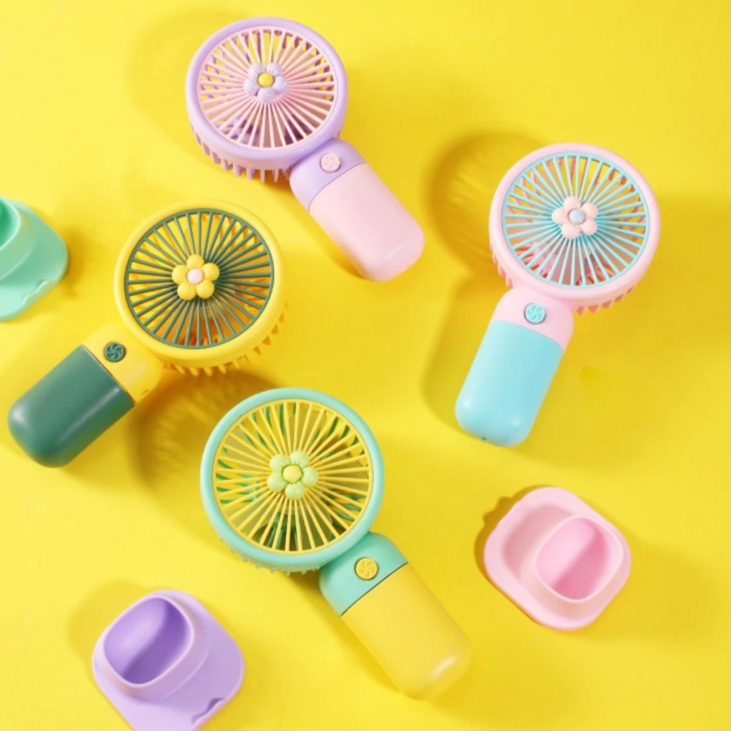 Kipas Angin Tangan Motif Bunga 2in1 / Mini Fan Portable Portable - Gambar 3