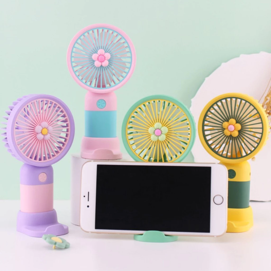 Kipas Angin Tangan Motif Bunga 2in1 / Mini Fan Portable Portable - Gambar 4