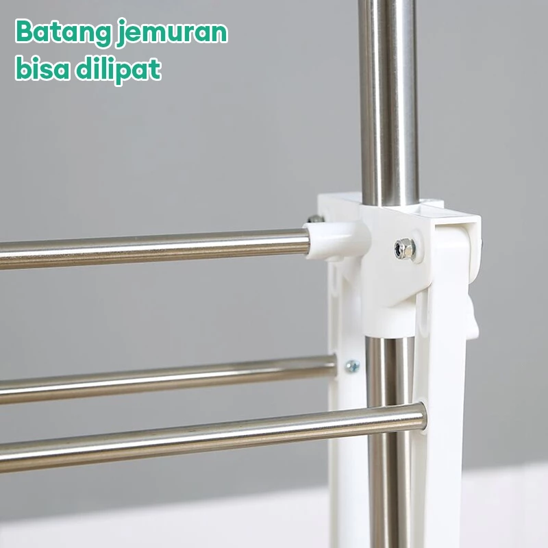 Jemuran Handuk Lipat Stainless Steel 2 Tingkat Serbaguna Portable Minimalis CTL - Gambar 3