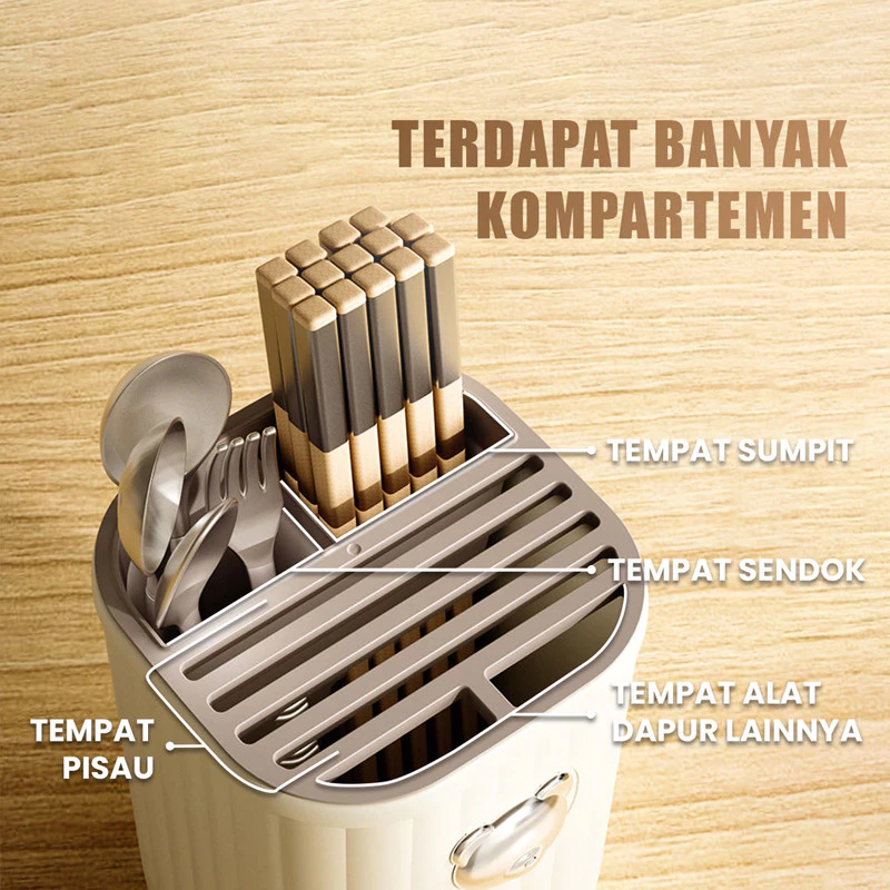 Tempat Sendok & Rak Pisau Serbaguna Aesthetic Motif Beruang - Gambar 4