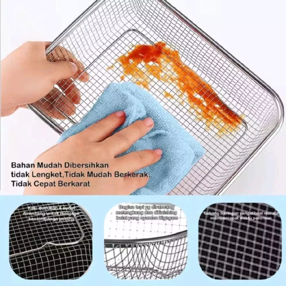 Keranjang Tirisan Minyak Stainless Berkualitas Tinggi Saringan Sayur Tahan Karat - Gambar 5