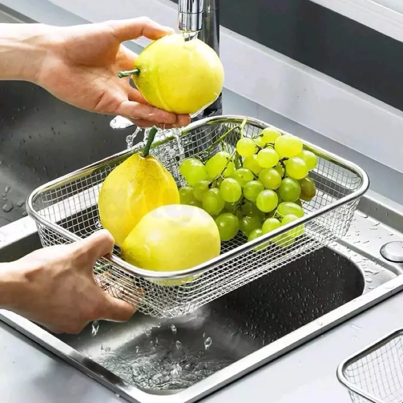 Keranjang Tirisan Minyak Stainless Berkualitas Tinggi Saringan Sayur Tahan Karat - Gambar 3
