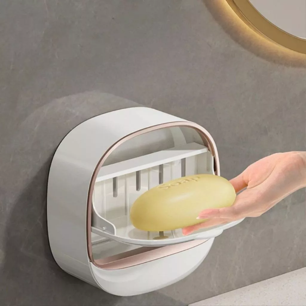 Tempat Sabun Batang Tempel Lubang Tirisan Air / Bar Soap Anti Debu Praktis - Gambar 3