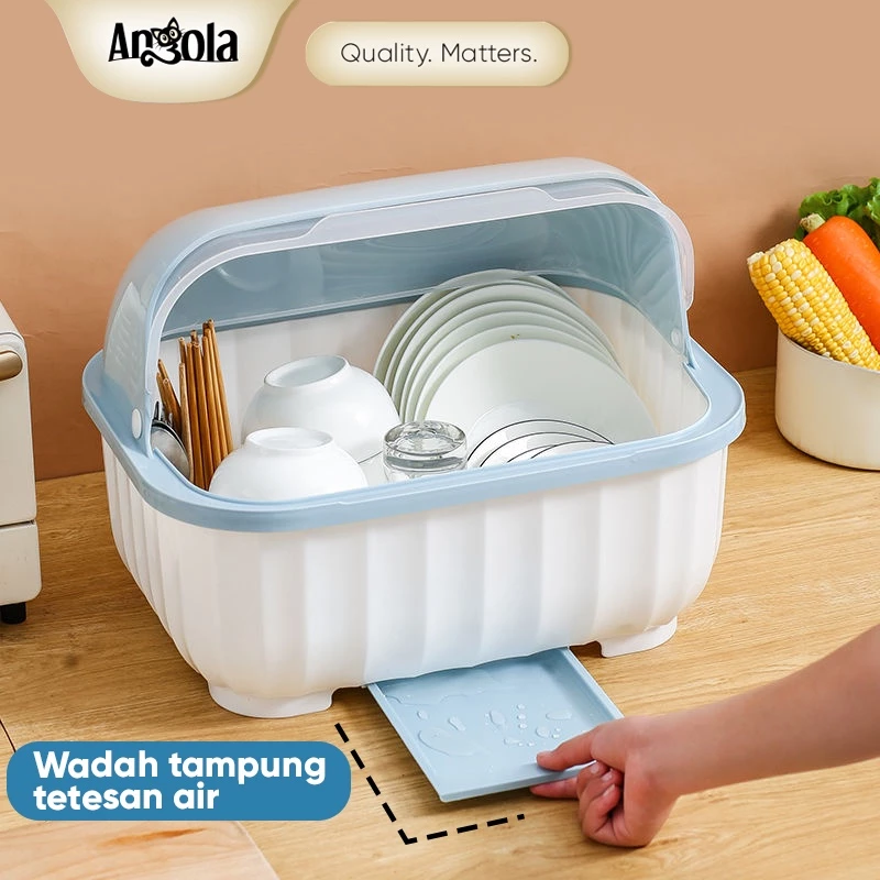 Rak Piring Dengan Tirisan Air C29 Tempat Penyimpanan Alat Makan Mangkuk Sendok Sumpit Garpu - Gambar 8