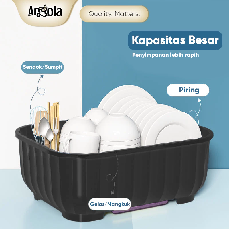 Rak Piring Dengan Tirisan Air C29 Tempat Penyimpanan Alat Makan Mangkuk Sendok Sumpit Garpu - Gambar 6